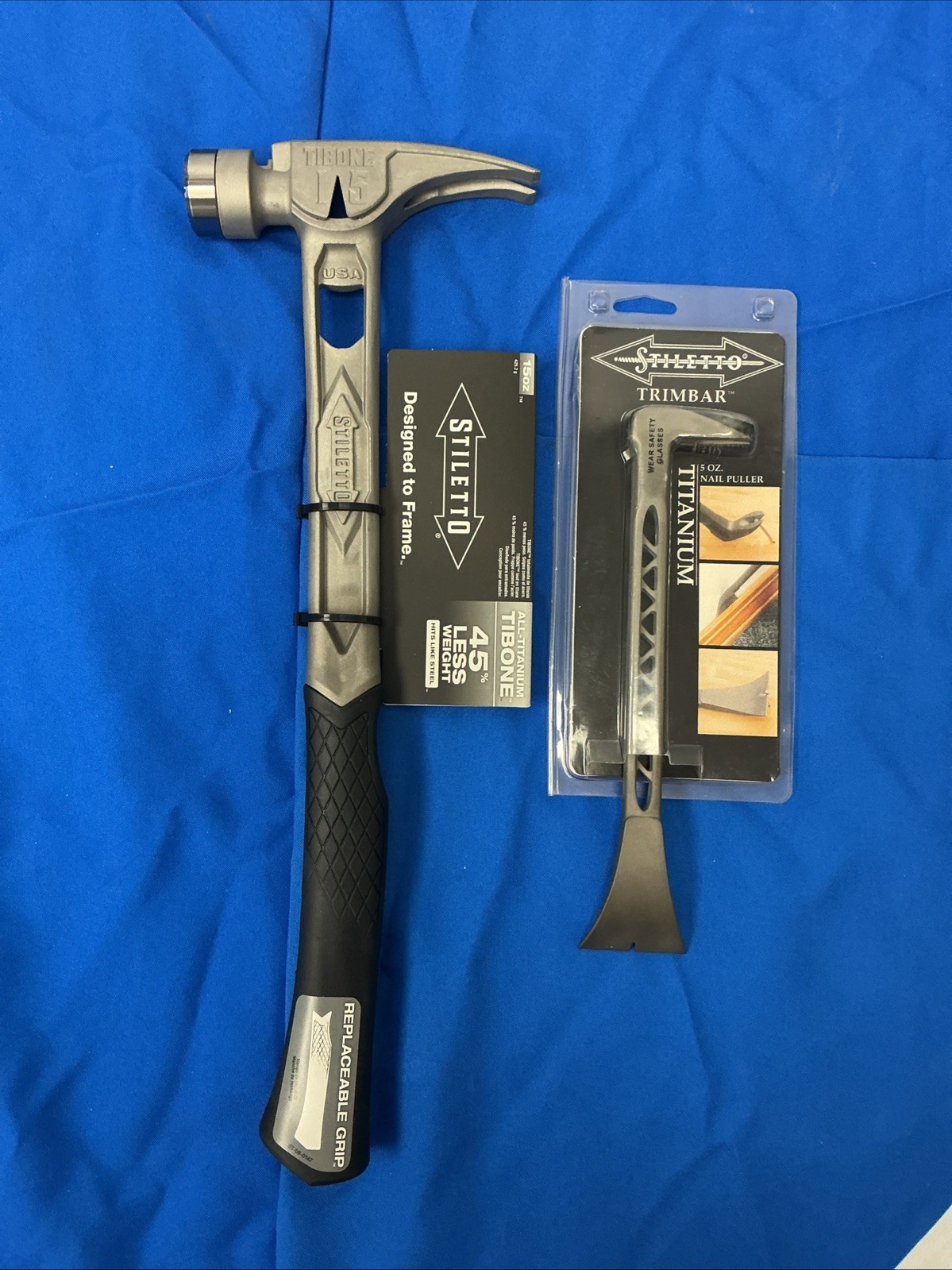 Stiletto TIB15MC 15oz TIBONE Milled/Curved Titanium Hammer Plus Trimbar Stiletto TIB15MC 15oz TIBONE Milled/Curved Titanium Hammer Plus Trimbar