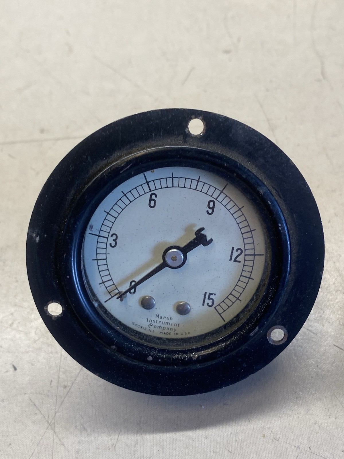 Vintage Marsh Instruments 15 psi Pressure Gauge Vintage Marsh Instruments 15 psi Pressure Gauge