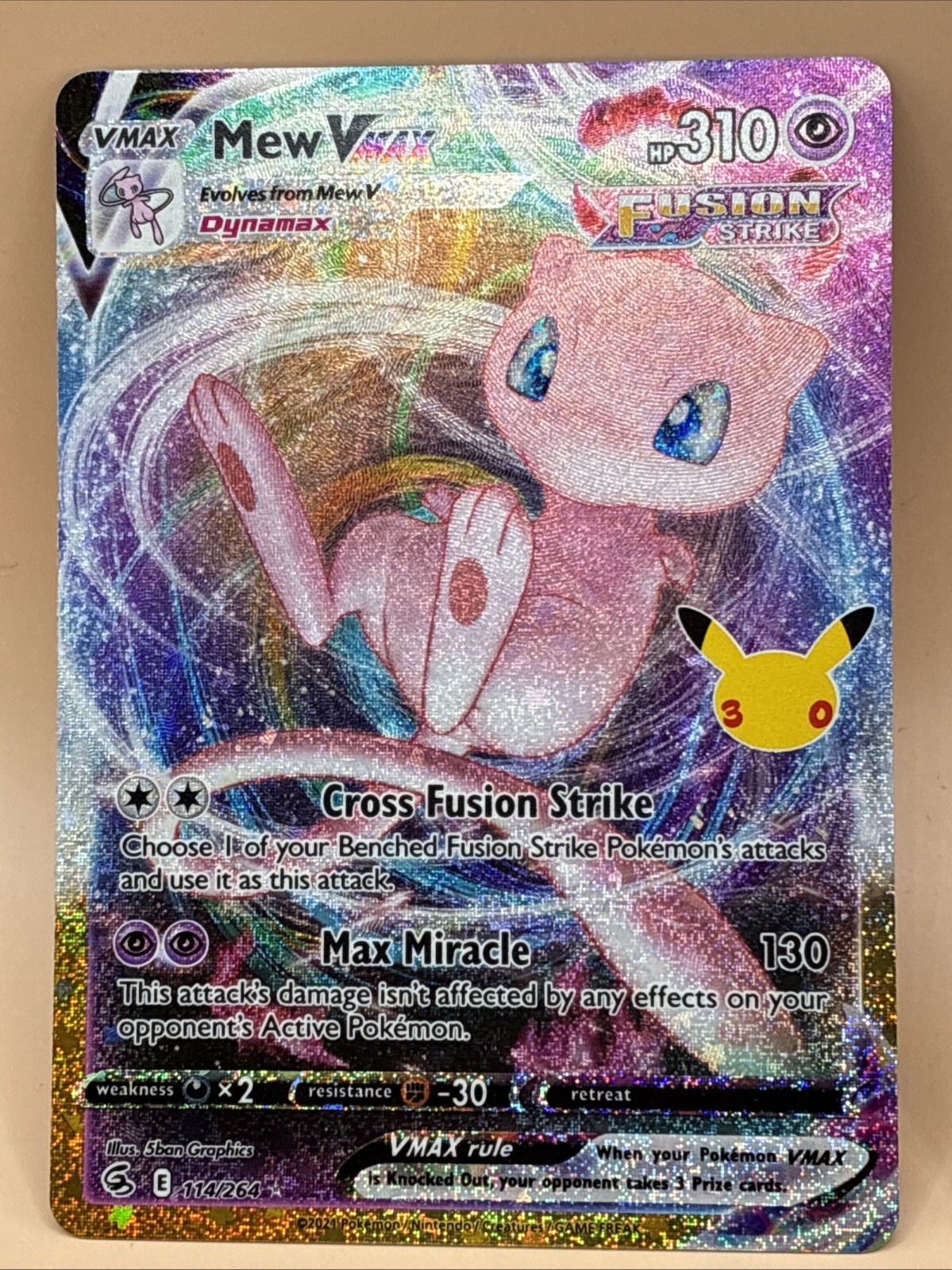 30th Celebration edition pokemon Mew VMAX 114/264 30th Celebration edition pokemon Mew VMAX 114/264