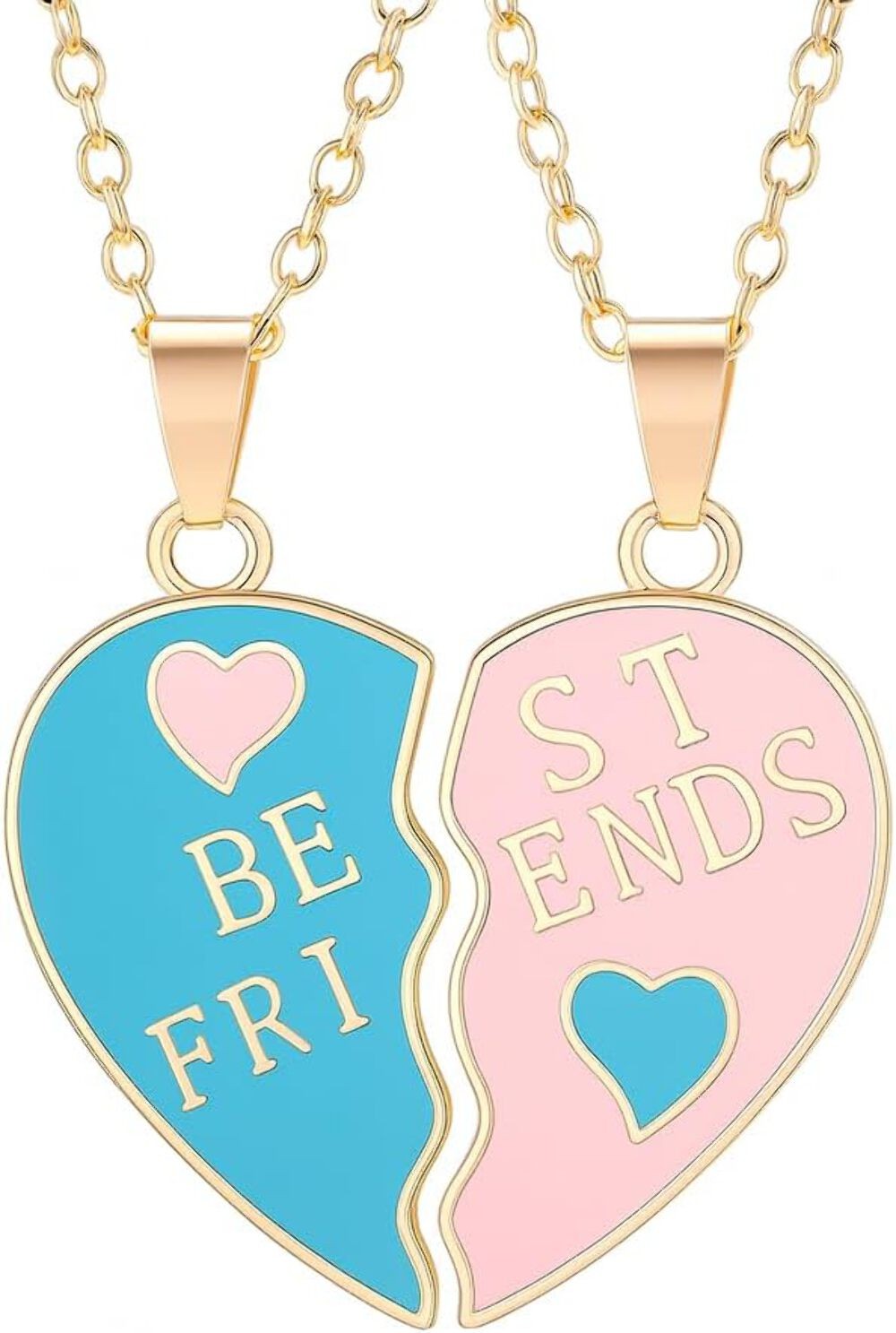 SUPAC Best Friends Split Heart Necklace Set - Gold or Silver