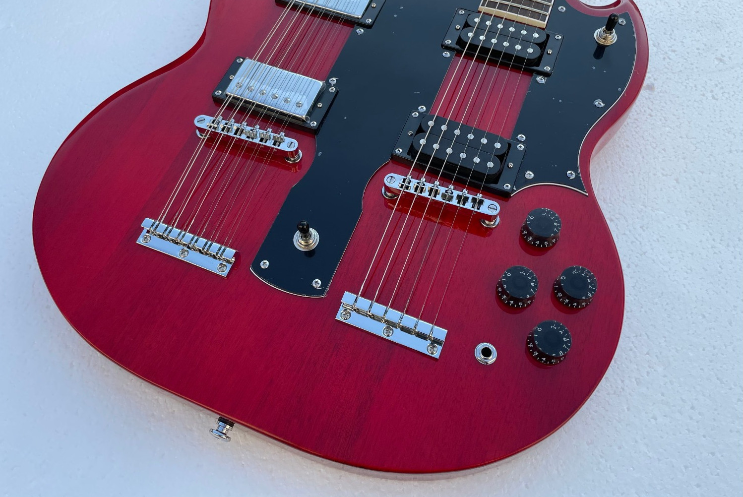 Double Neck 6 & 12 String Electric Guitar Bone Nut Glossy Finished Solid Body Double Neck 6 & 12 String Electric Guitar Bone Nut Glossy Finished Solid Body