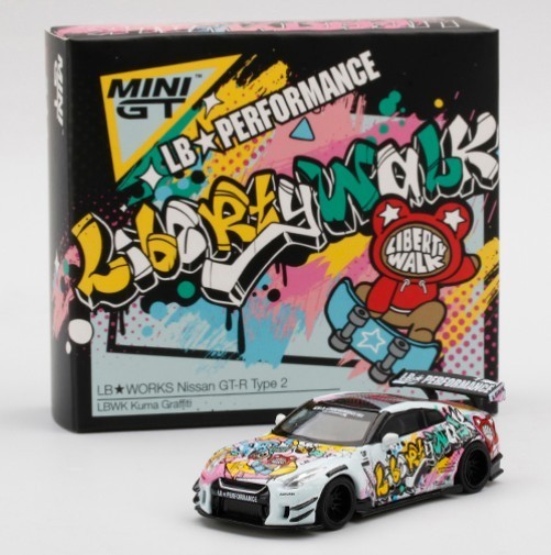 Mini GT LB WORKS Nissan GT-R R35 Type 2 Rear Wing ver 3 Kuma Graffiti MGT00244 Mini GT LB WORKS Nissan GT-R R35 Type 2 Rear Wing ver 3 Kuma Graffiti MGT00244