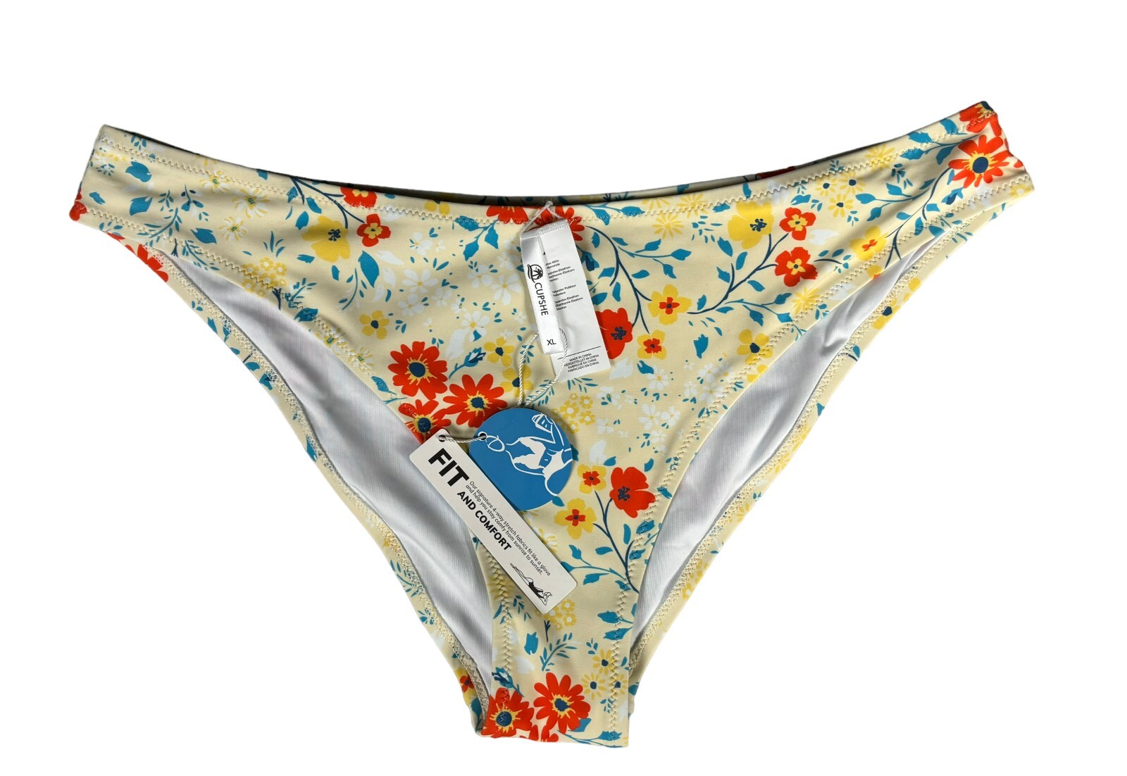 New Cupshe Bikini Swim Bottom Size XL Yellow Floral Fairy Flirty Pool Cruise New Cupshe Bikini Swim Bottom Size XL Yellow Floral Fairy Flirty Pool Cruise