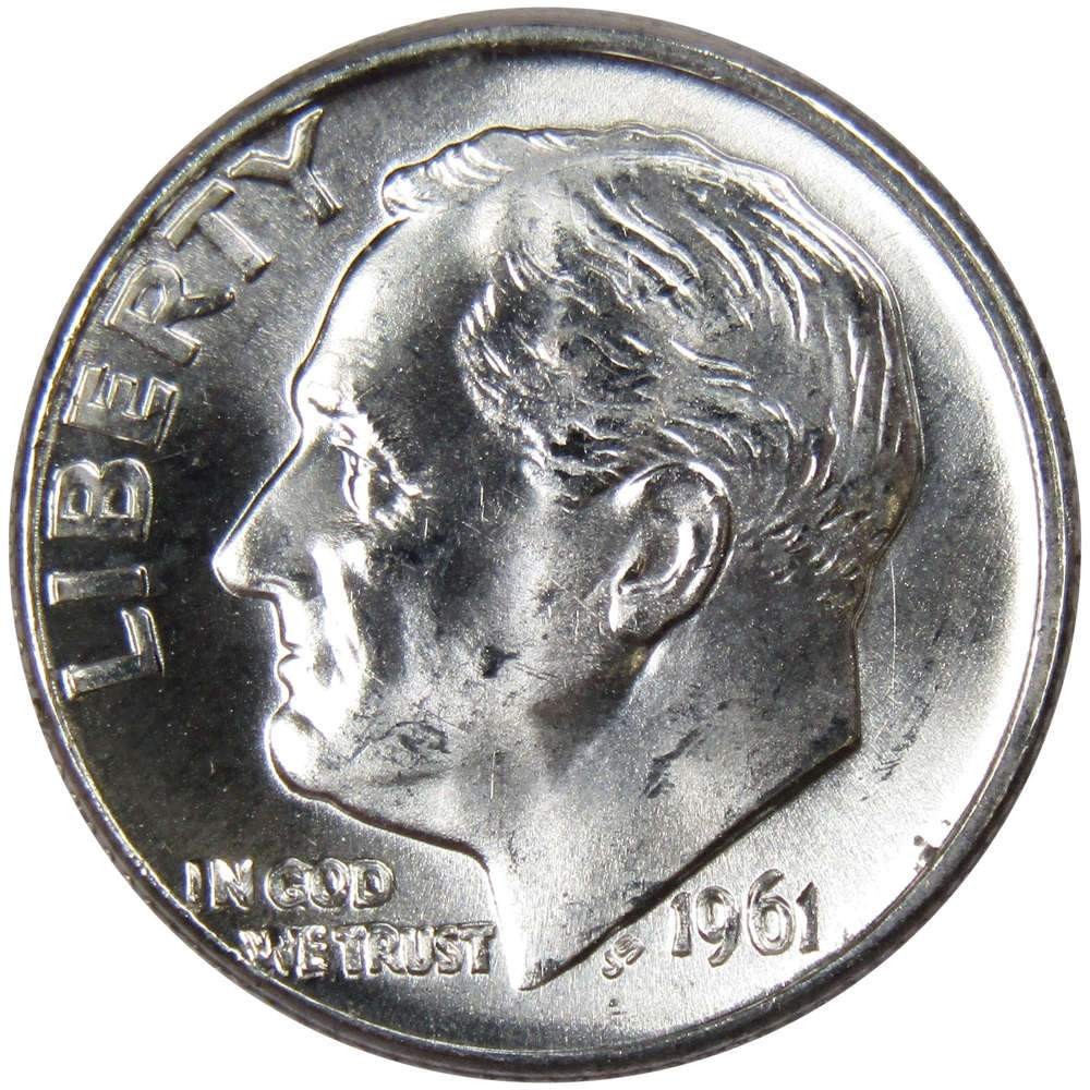 1961 D Roosevelt Silver Dime Uncirculated Mint State 10c Coin
