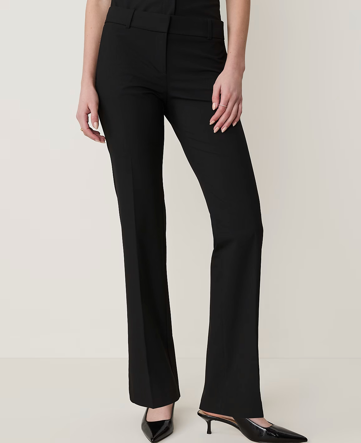 NEW $129 Ann Taylor The mid rise trouser pant seasonless stretch black sz 6 NEW $129 Ann Taylor The mid rise trouser pant seasonless stretch black sz 6