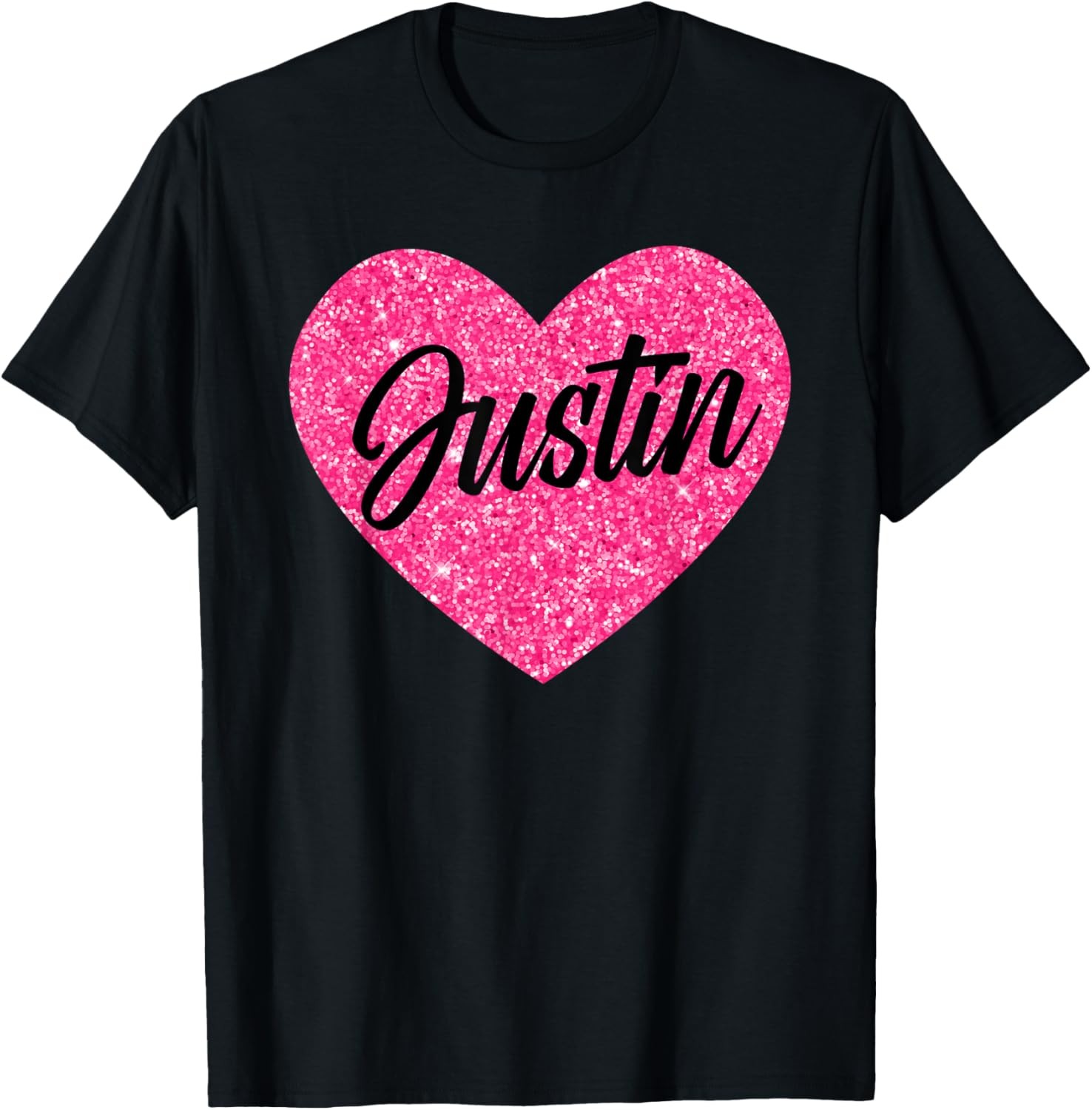 I Love Justin Cute Justin Pink Heart for Valentines Day T-Shirt