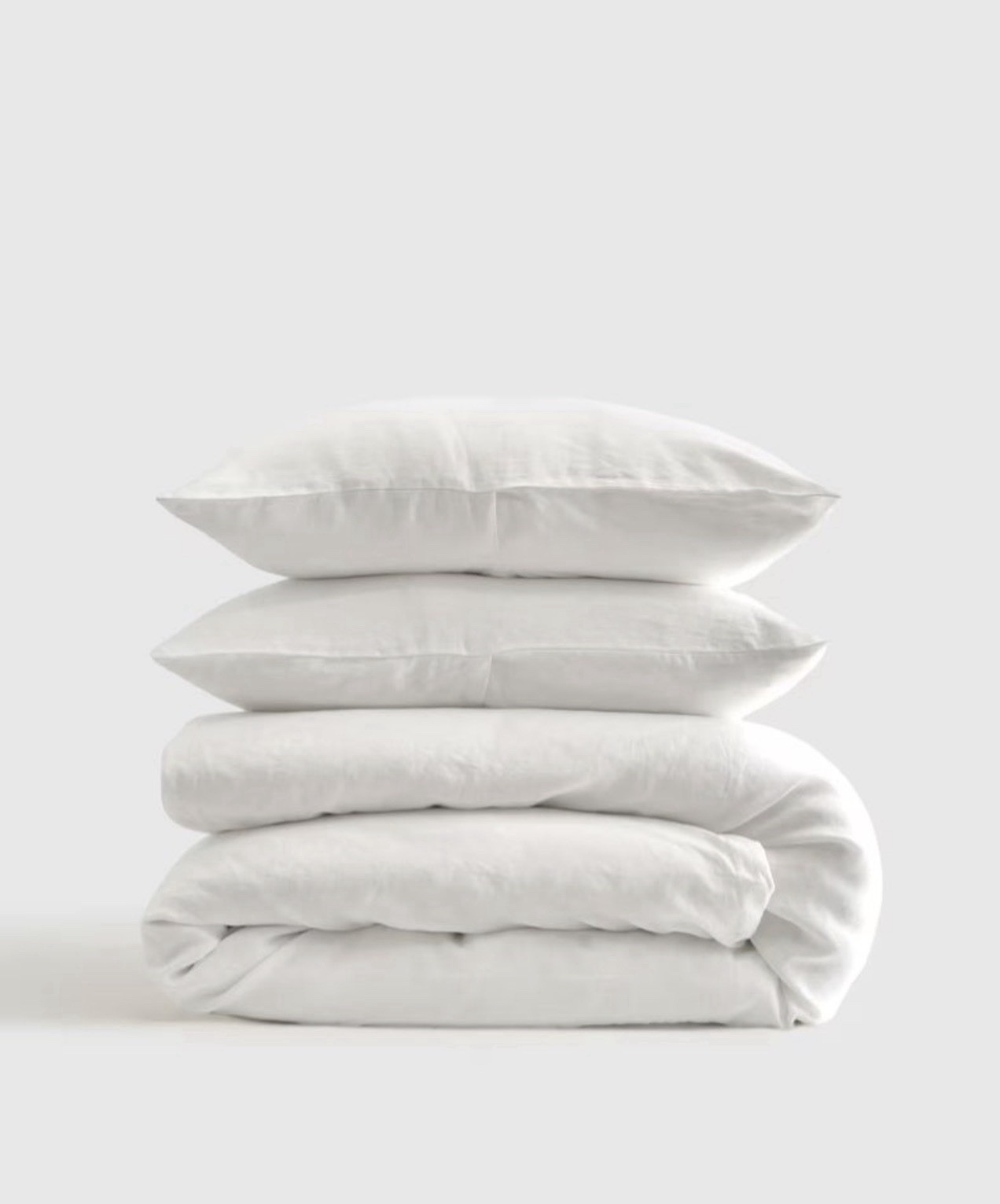 QUINCE 100% European Linen Duvet Cover Set Full Queen White 3 Pc. MSRP: $329
