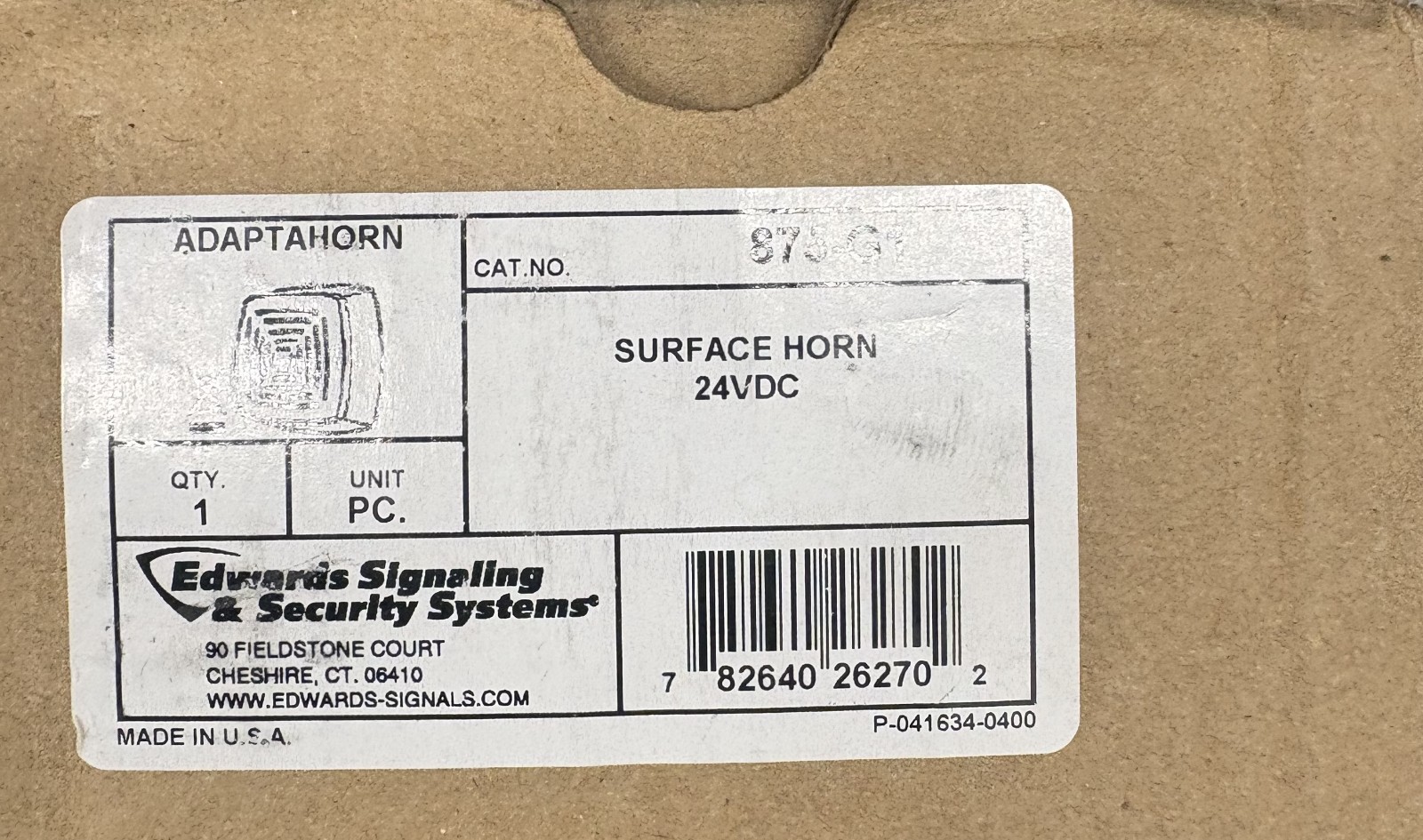 Edwards Signaling Adaptahorn 875-G1 Vibrating Horn 24VDC-NIB