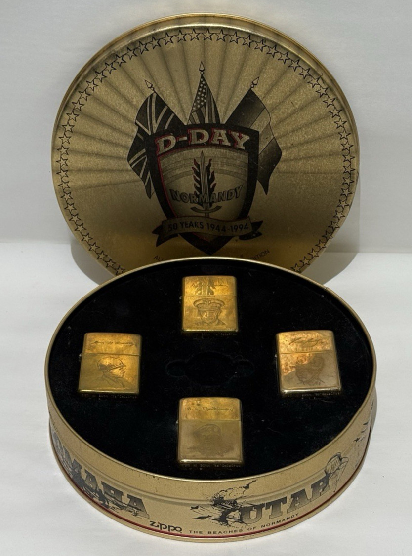 Zippo D-Day Normandy 50 Years 1944-1994 Allied Heroes Lighter Set Zippo D-Day Normandy 50 Years 1944-1994 Allied Heroes Lighter Set