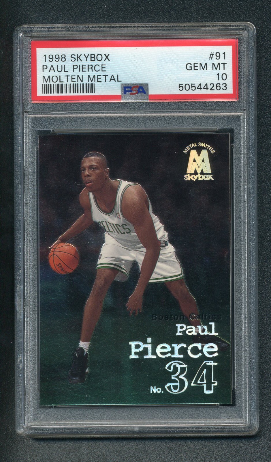 Paul Pierce 1998-99 Skybox Molten Metal ROOKIE #91 (RC) PSA 10 GEM MINT Paul Pierce 1998-99 Skybox Molten Metal ROOKIE #91 (RC) PSA 10 GEM MINT