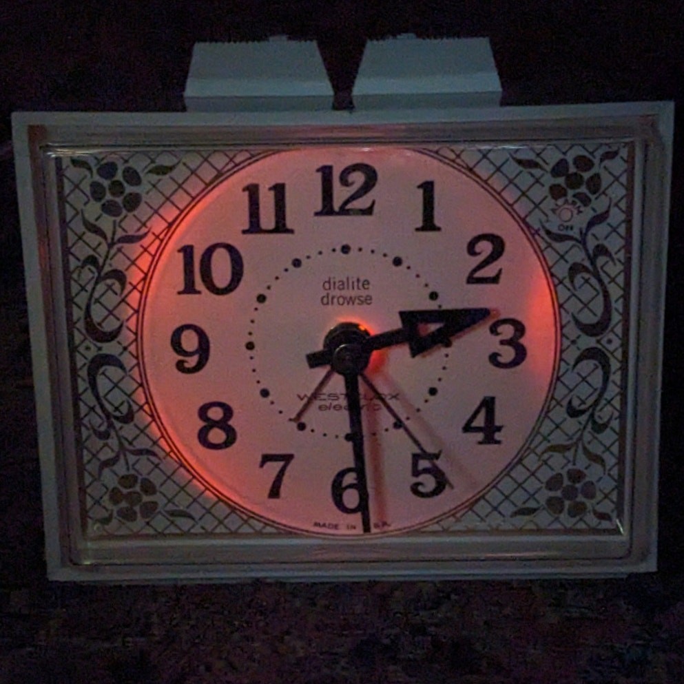 Vintage 1972 New-In-Box Deadstock WESTCLOX Dunmar DROWSE DIALITE Electric Clock