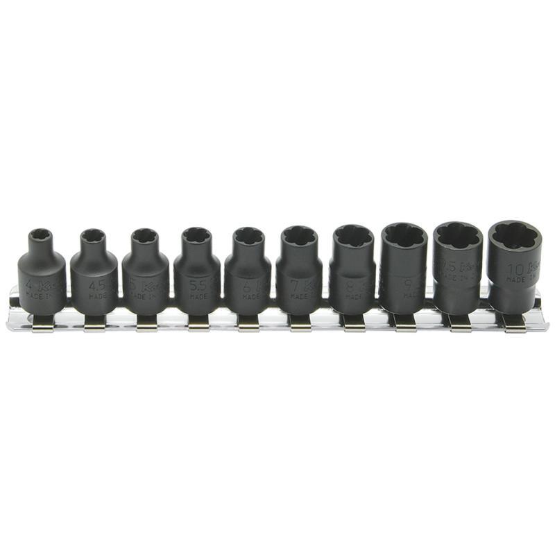 Koken RS2127/10 Nut Twister Set 4mm-10mm 10 Pieces 1/4 Sq. Drive