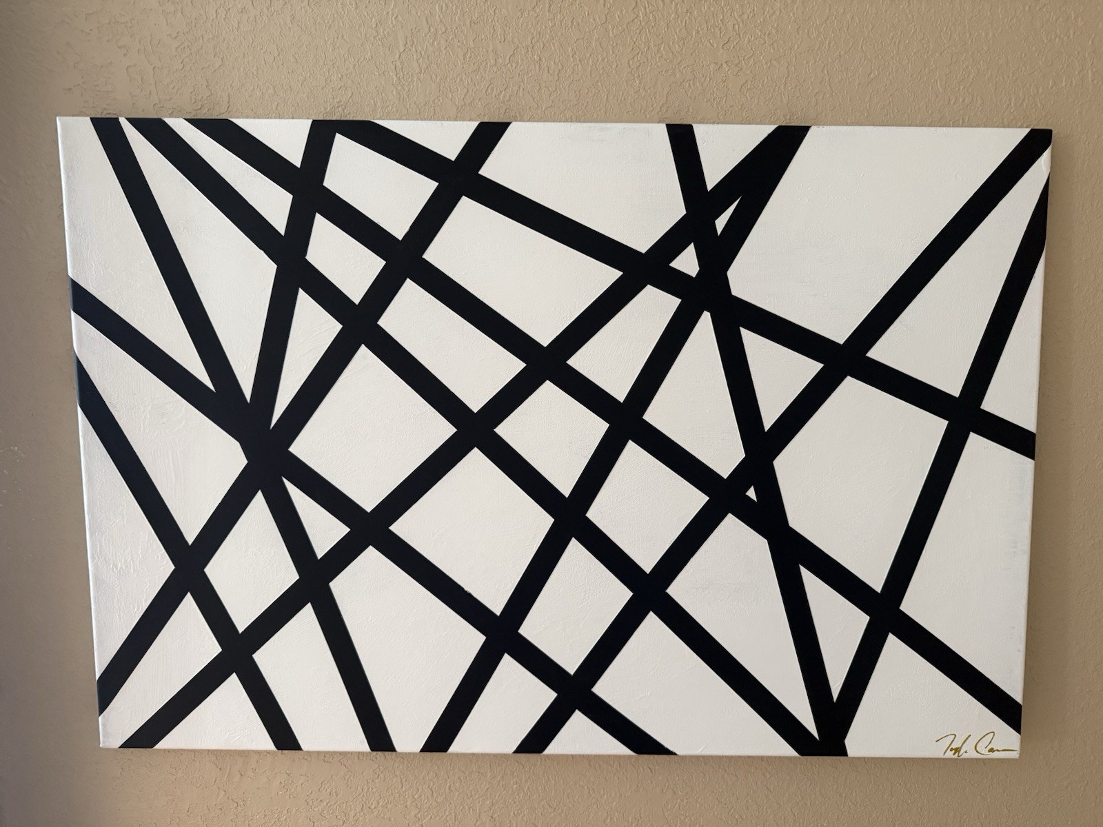 VERY NICE Vintage Abstract Art Canvas Original Painting 24x36 Very Nice 