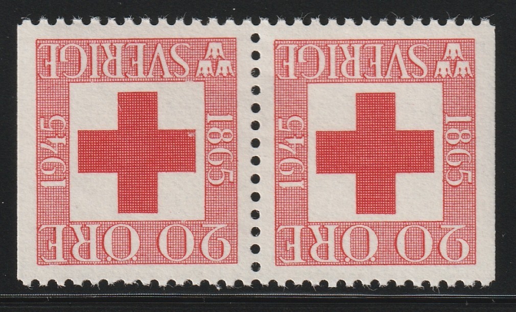 Sweden 1945 Sc # 359 Red Cross 3 sides Pair MNH OG Sweden 1945 Sc # 359 Red Cross 3 sides Pair MNH OG
