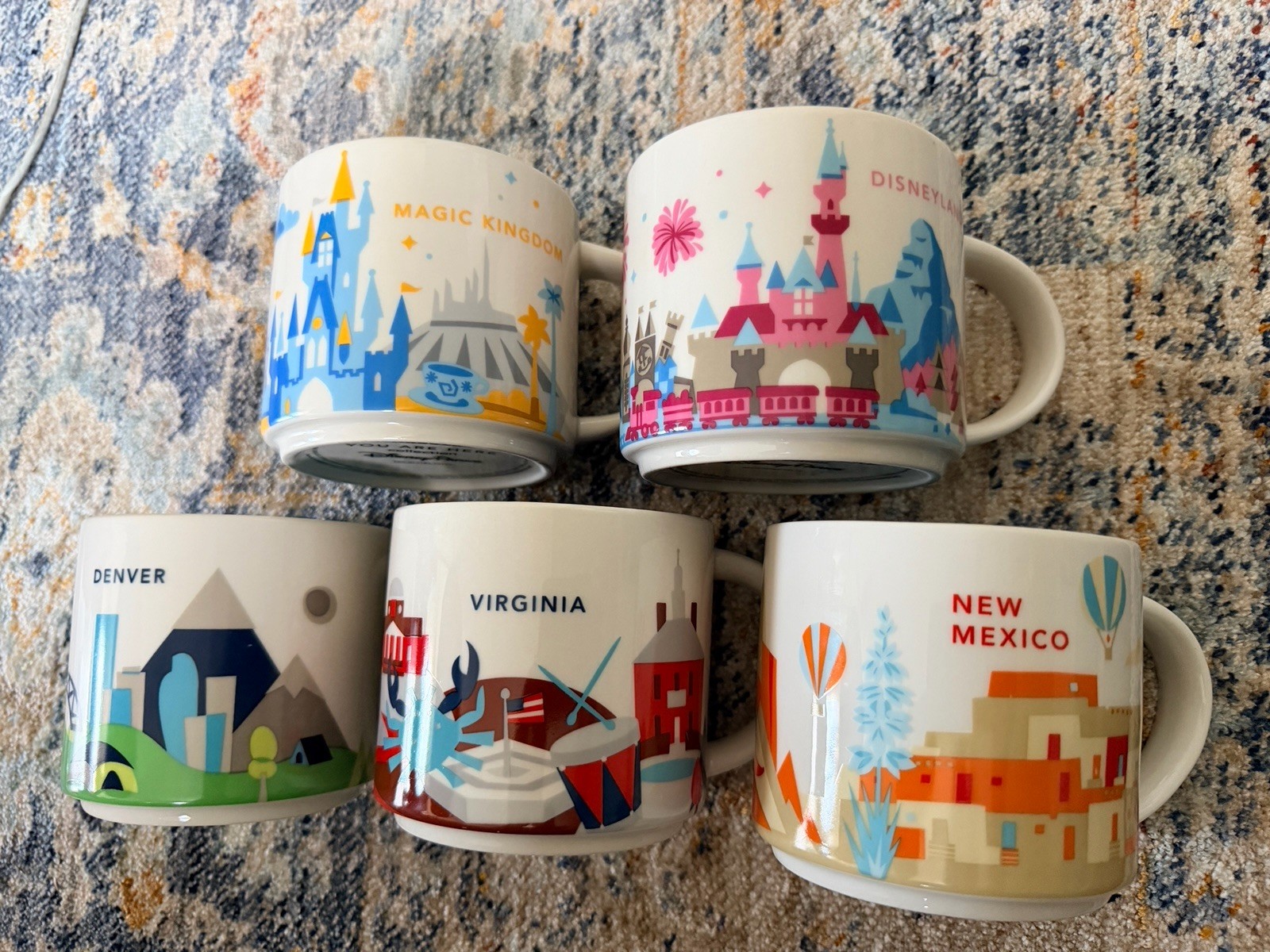 5x STARBUCKS YOU ARE HERE SERIES MUG (VA, NM, Denver, Disneyland, Magic Kingdom) 5x STARBUCKS YOU ARE HERE SERIES MUG (VA, NM, Denver, Disneyland, Magic Kingdom)