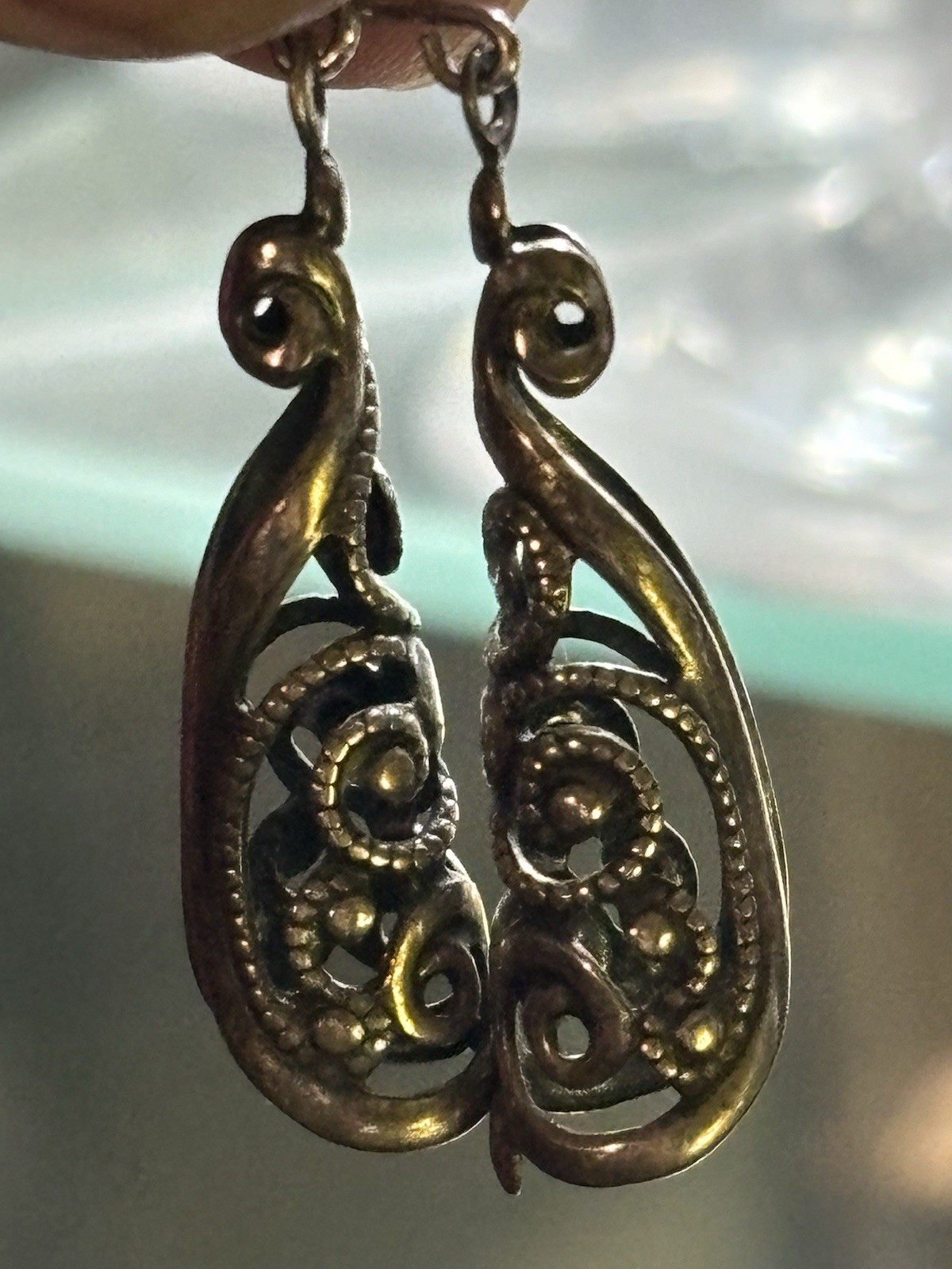 Vintage Beau Sterling Silver Filigree Open Work Pierced Earrings Vintage Beau Sterling Silver Filigree Open Work Pierced Earrings