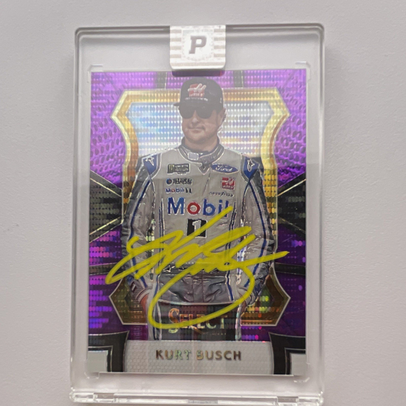 Panini 2017 Select Grandstand Kurt Busch NASCAR 18 Purple Pulsar Prizm Autograph