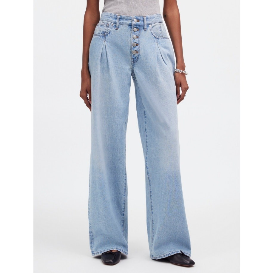 Madewell Superwide-Leg Button Front Jeans Cather Wash Size 28
