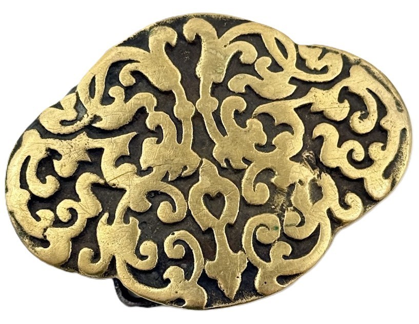 Vtg Solid Brass Ornate Scroll Filigree Western Belt Buckle Handmade Artisan Vtg Solid Brass Ornate Scroll Filigree Western Belt Buckle Handmade Artisan