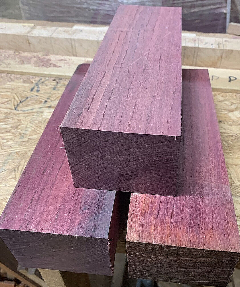 THREE EXOTIC KILN DRIED PURPLEHEART S4S LUMBER BLANK WOOD TURNING ~12