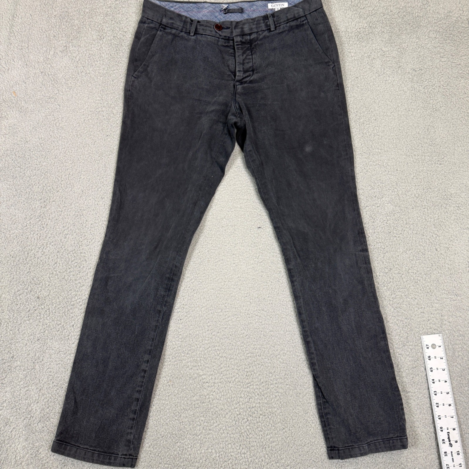 Gustin Mens Grey Twill Chino Pants Button Fly Straight Leg Size 35 Gustin Mens Grey Twill Chino Pants Button Fly Straight Leg Size 35