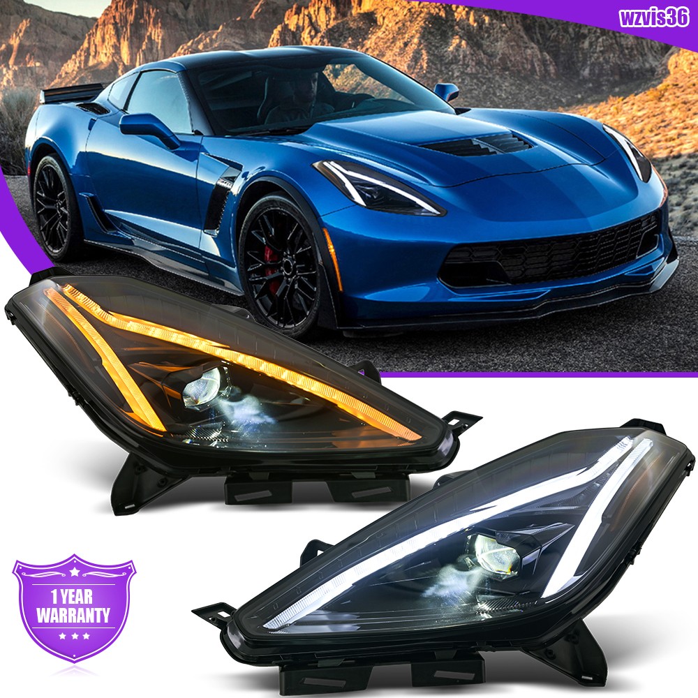 1Set LED Headlight For Chevrolet Corvette C7/Z06 2014-2019 Head Front Lamps DRL 1Set LED Headlight For Chevrolet Corvette C7/Z06 2014-2019 Head Front Lamps DRL