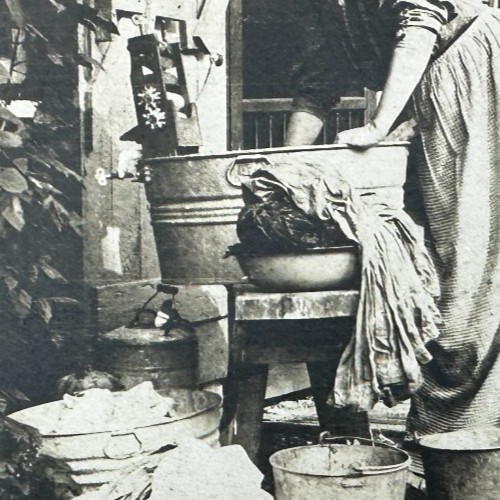 Unusual Antique Cabinet Card Photo Woman Laundry Man Relaxing Funny 1900s Farm Unusual Antique Cabinet Card Photo Woman Laundry Man Relaxing Funny 1900s Farm