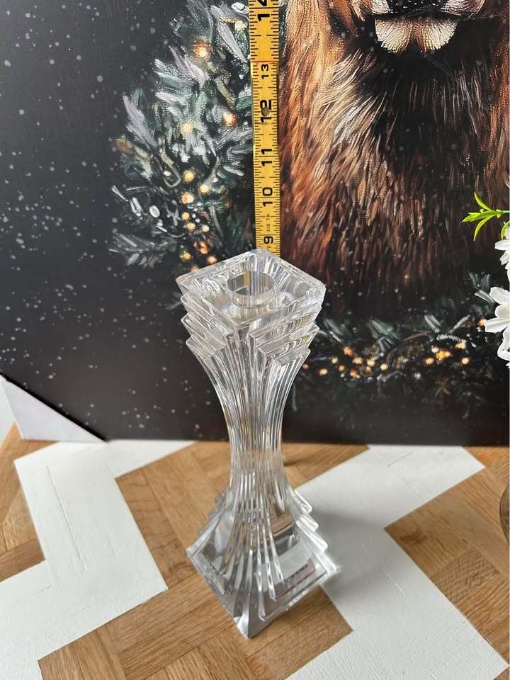 Mikasa Modern Geometric Lead Crystal Candlestick Holder Mikasa Modern Geometric Lead Crystal Candlestick Holder