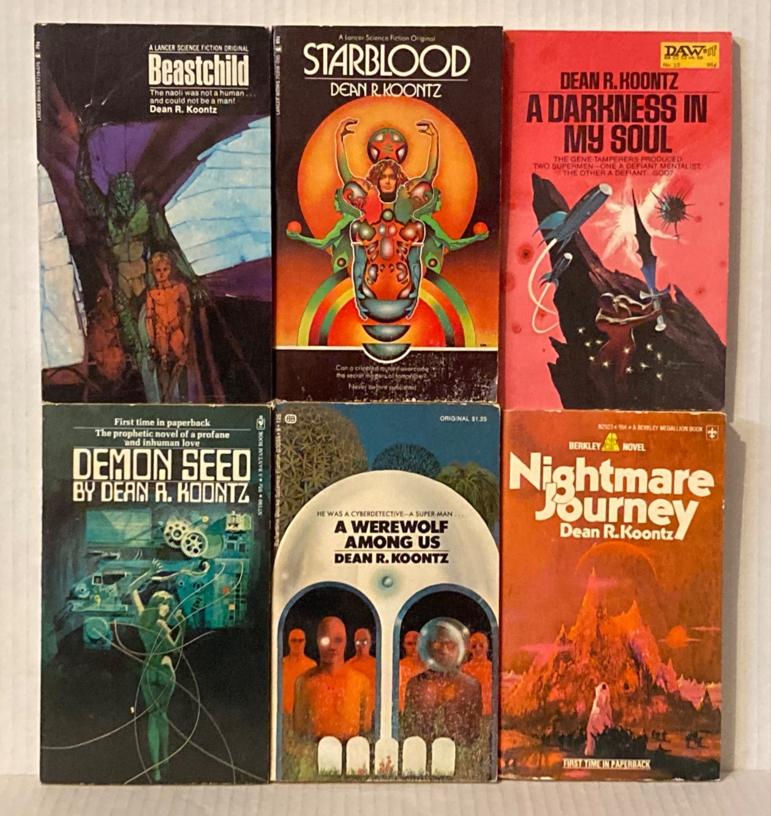 6 Dean R. Koontz Vintage Paperbacks 1970-1975 Demon Seed Beastchild Starblood