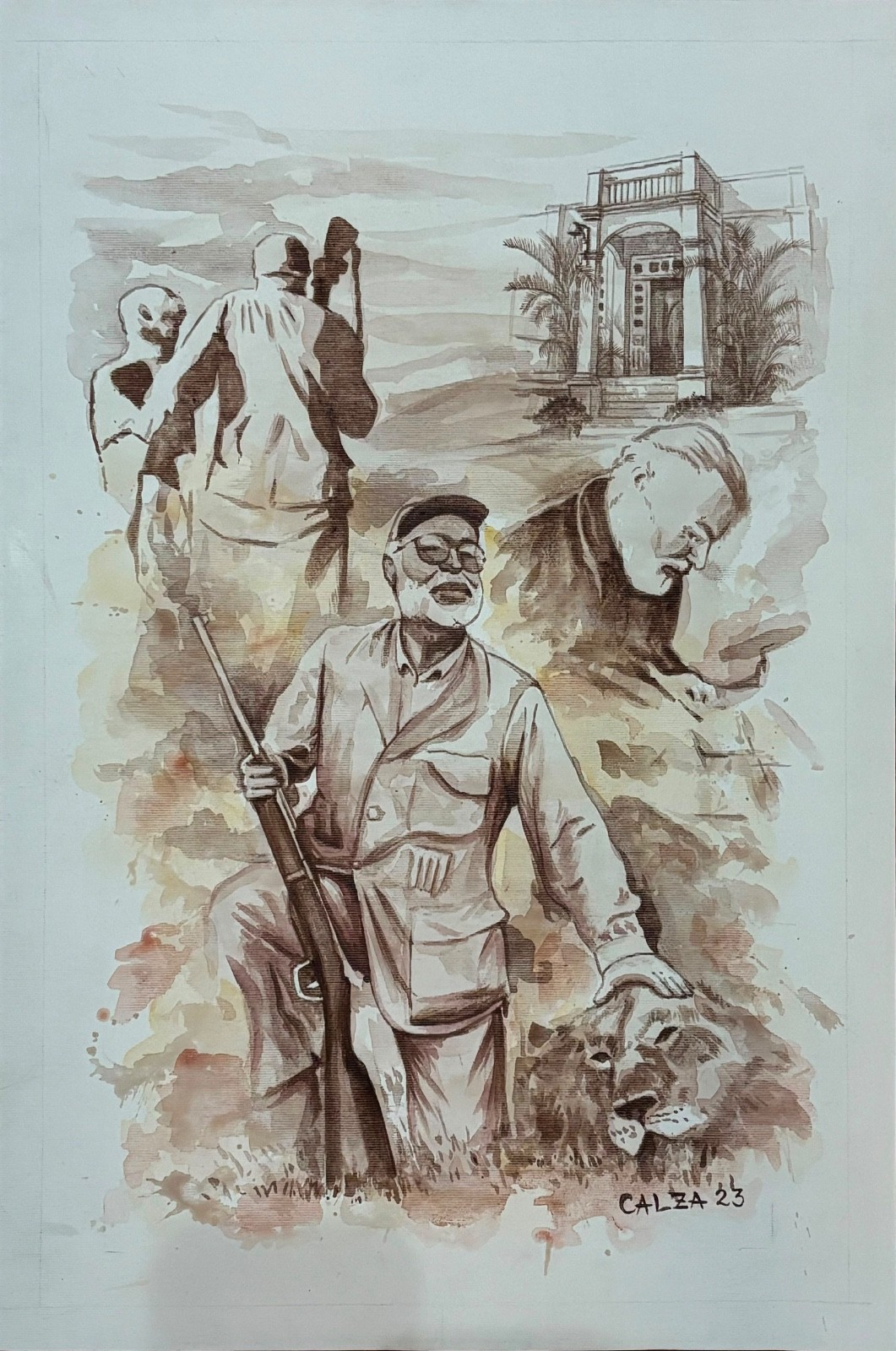 Hemingway, The Old Man and the Safari (new, 23.5x16) Hemingway, The Old Man and the Safari (new, 23.5x16)