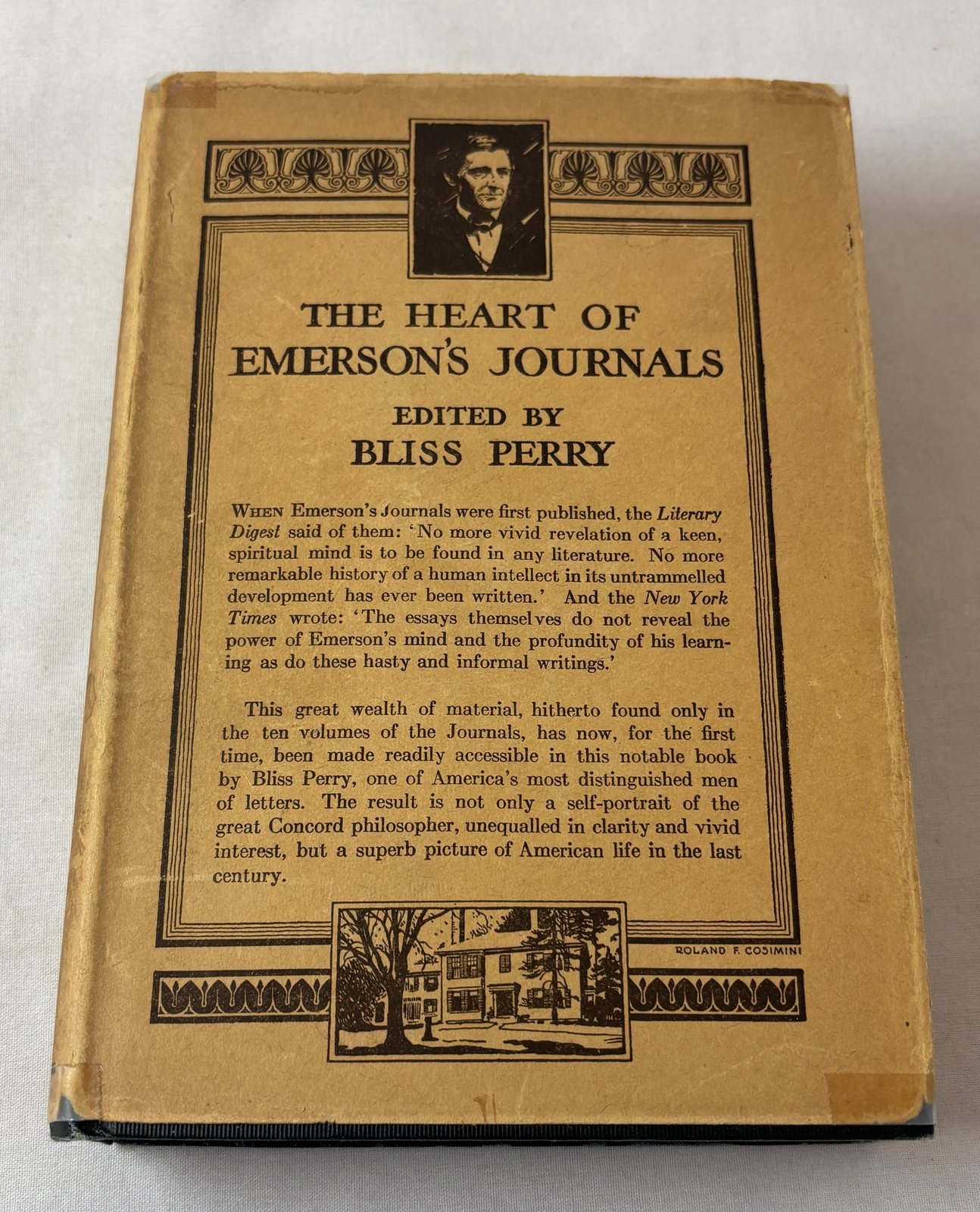 1926 Bliss Perry ed. THE HEART OF EMERSON\'S JOURNALS ~ hc dj ~ jacket worn