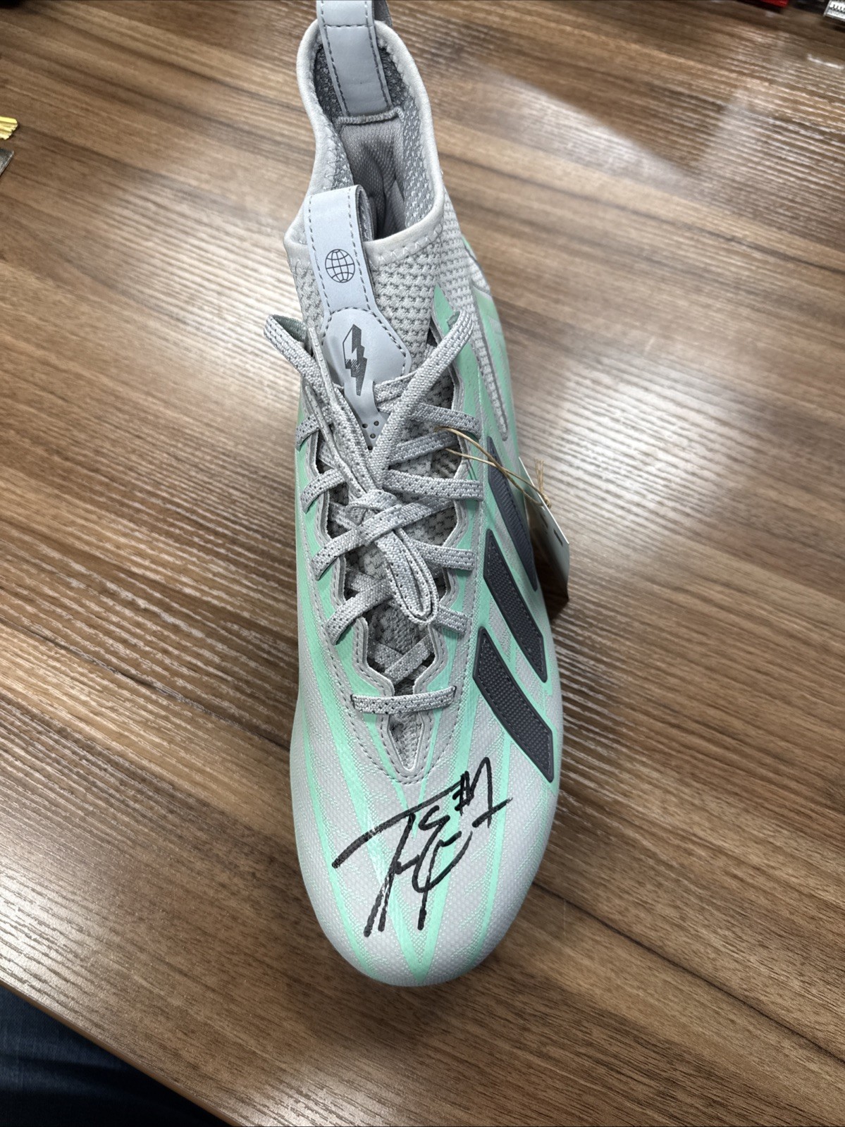 Travis Etienne Autographed Game Model Cleat Adidas Freak 23 Cleat Jaguars Travis Etienne Autographed Game Model Cleat Adidas Freak 23 Cleat Jaguars
