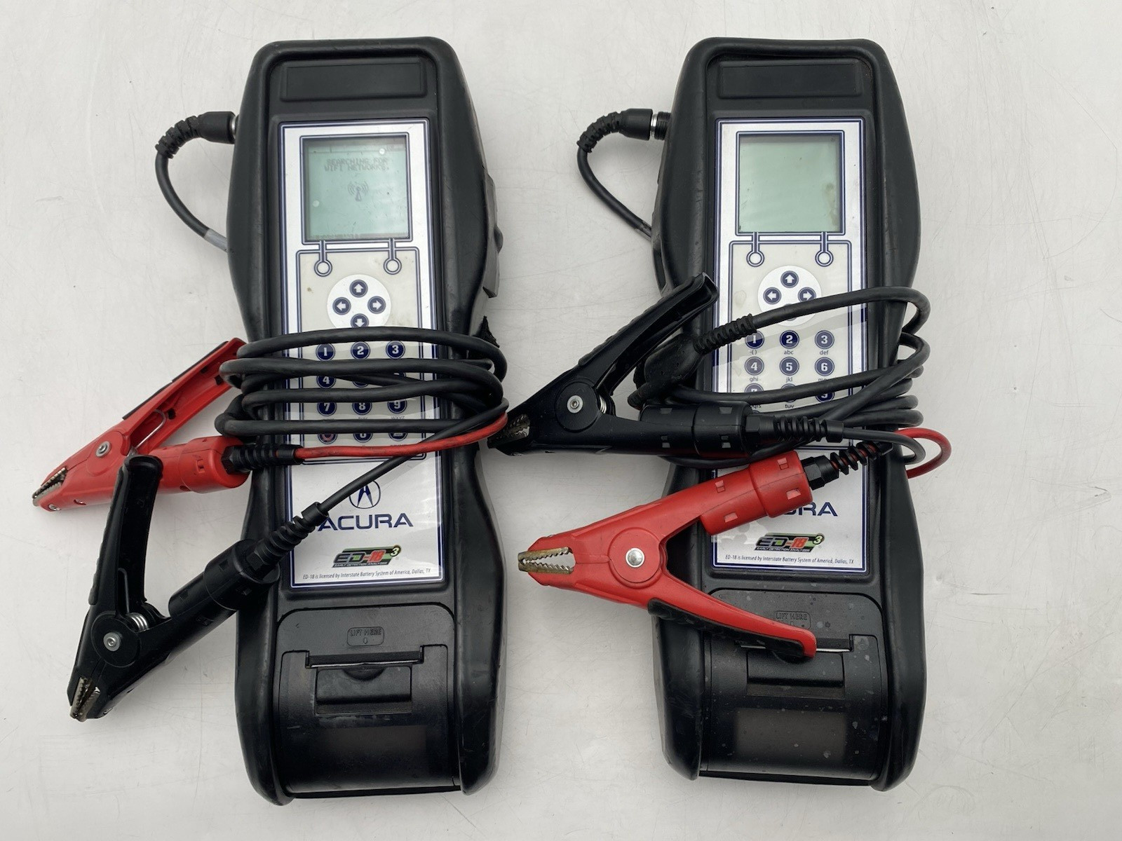 Lot of 2 Interstate/Acura ED-18 Battery Tester/Analyzer w/ Battery Cables