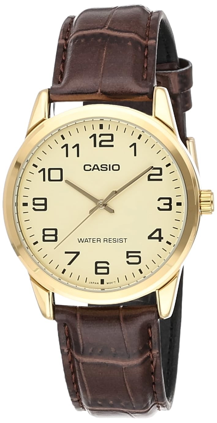 Casio Men\'s Mtp-v001gl-9b Quartz Watch with Genuine Leather