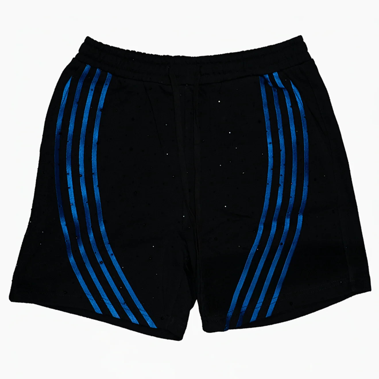 Watson Studios Bent Rhinestone Cotton Shorts Blck w/Blu Stripes Size L  NWT $100