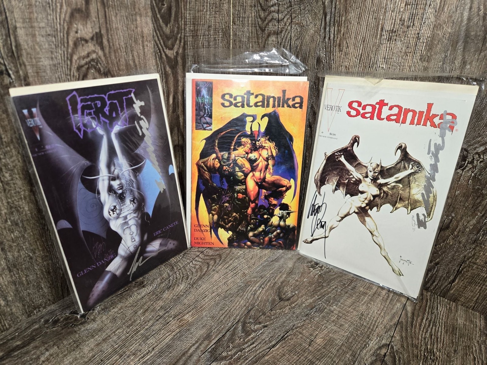 Verotik Satanika Comic Book Lot Signed By Glenn Danzig Set Of 3