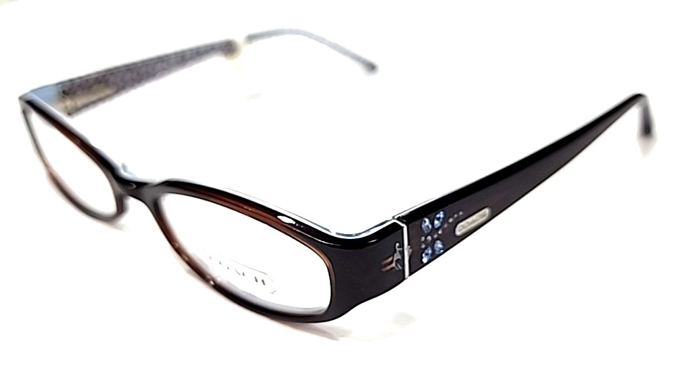 Coach 530 Annabel Glossy Brown Blue Oval Eyeglasses 50-18 135 New