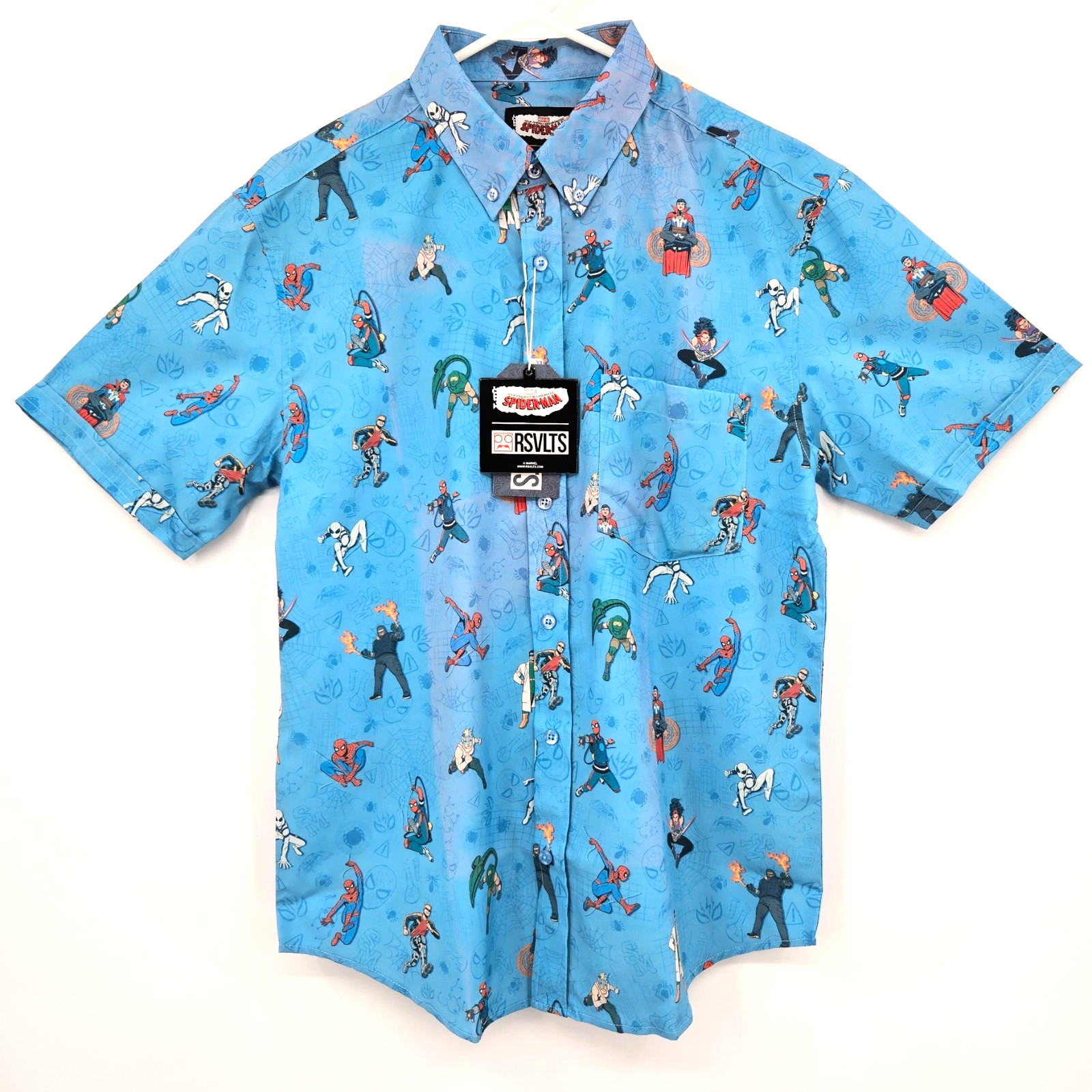 RSVLTS x Marvel Spider-Man After School KUNUFLEX Button Up Shirt Mens Medium NWT