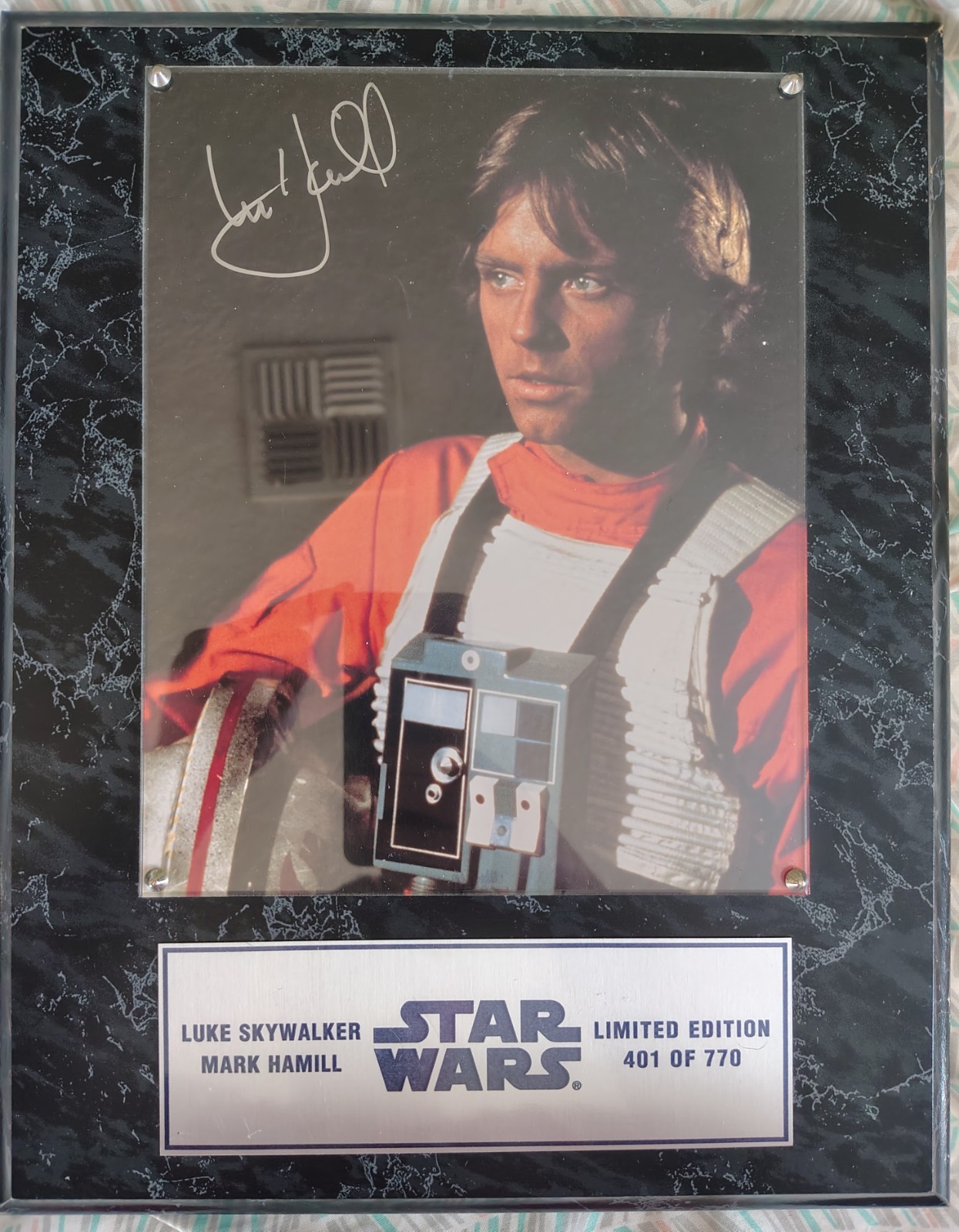 Mark Hamill Signed Star Wars Luke Skywalker 8x10 Photo Plaque #401/770 COA