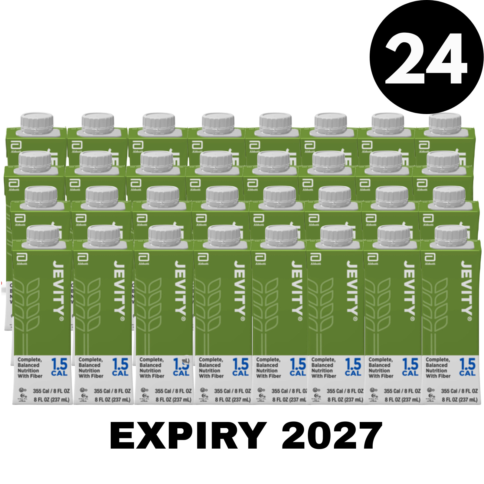 Free Shipping Jevity 1.5 Cal Tube Feeding Formula with Fiber 8 Oz Exp 2027 24Ct