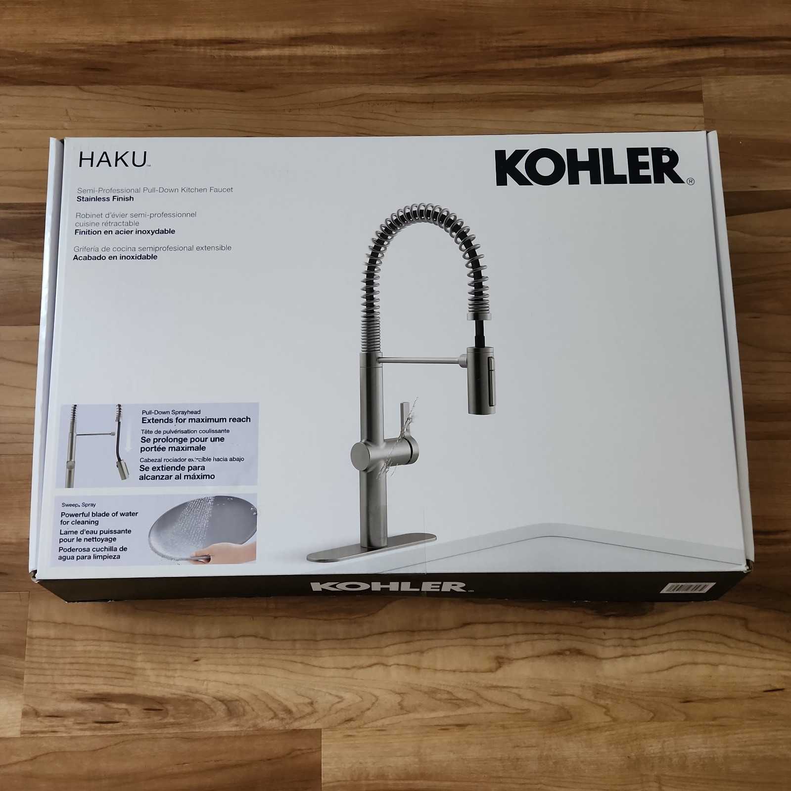 Kohler Haku Semi Professional Pull Down Kitchen Faucet Stainless Finish Open Box