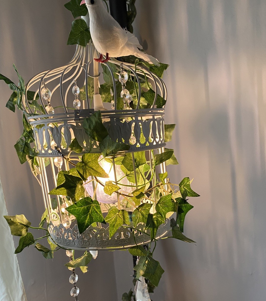 Shabby Chic Bird Cage Chandelier Crystal Plug In Swag Lamp Light Fixture