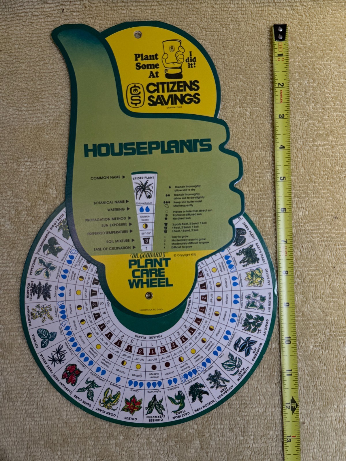 2 Vintage 1975 Citizens Bank Cardboard Houseplant Care Wheels - Rare Find 2 Vintage 1975 Citizens Bank Cardboard Houseplant Care Wheels - Rare Find