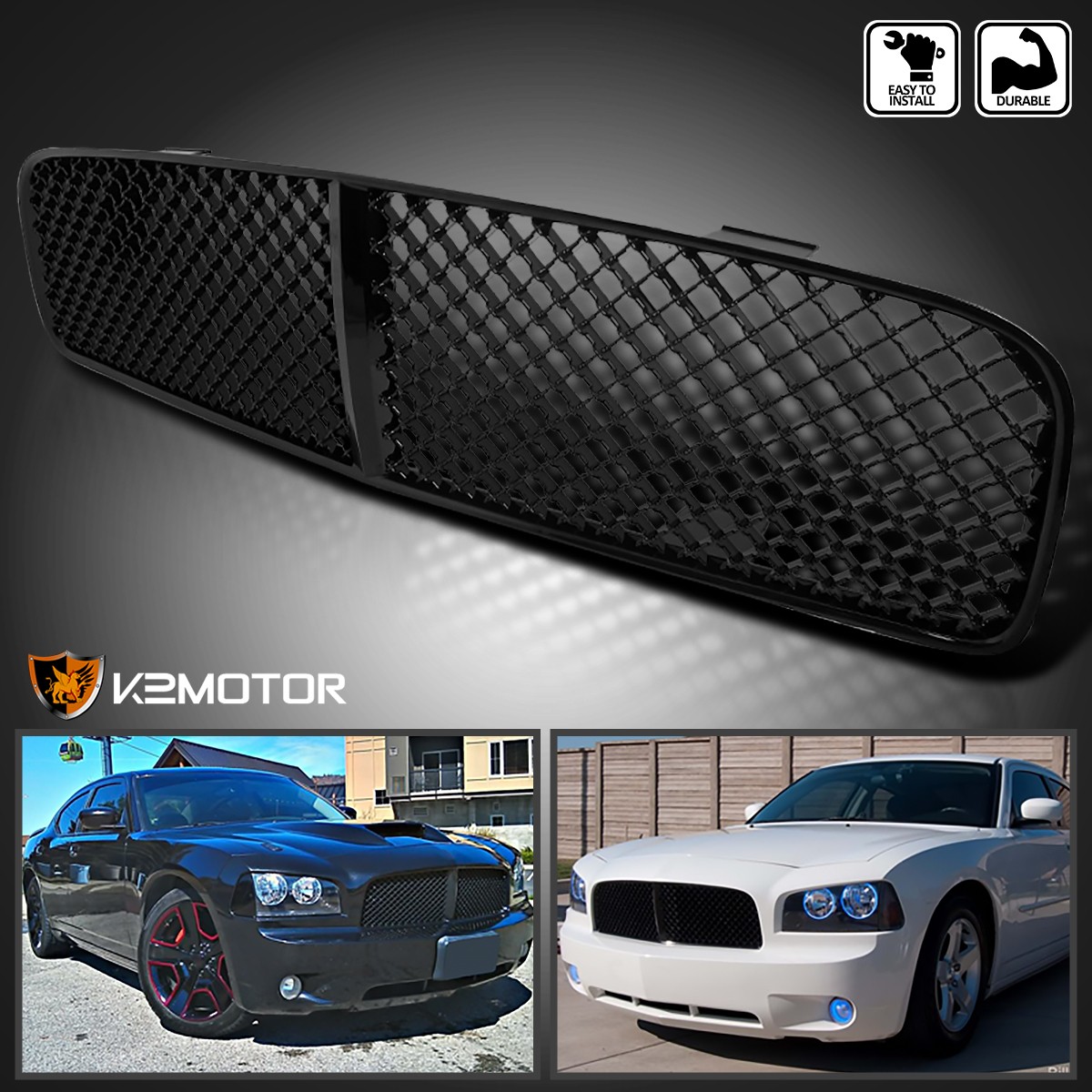 Fits 2006-2010 Dodge Charger Black Mesh ABS Front Upper Bumper Grill Hood Grille Fits 2006-2010 Dodge Charger Black Mesh ABS Front Upper Bumper Grill Hood Grille