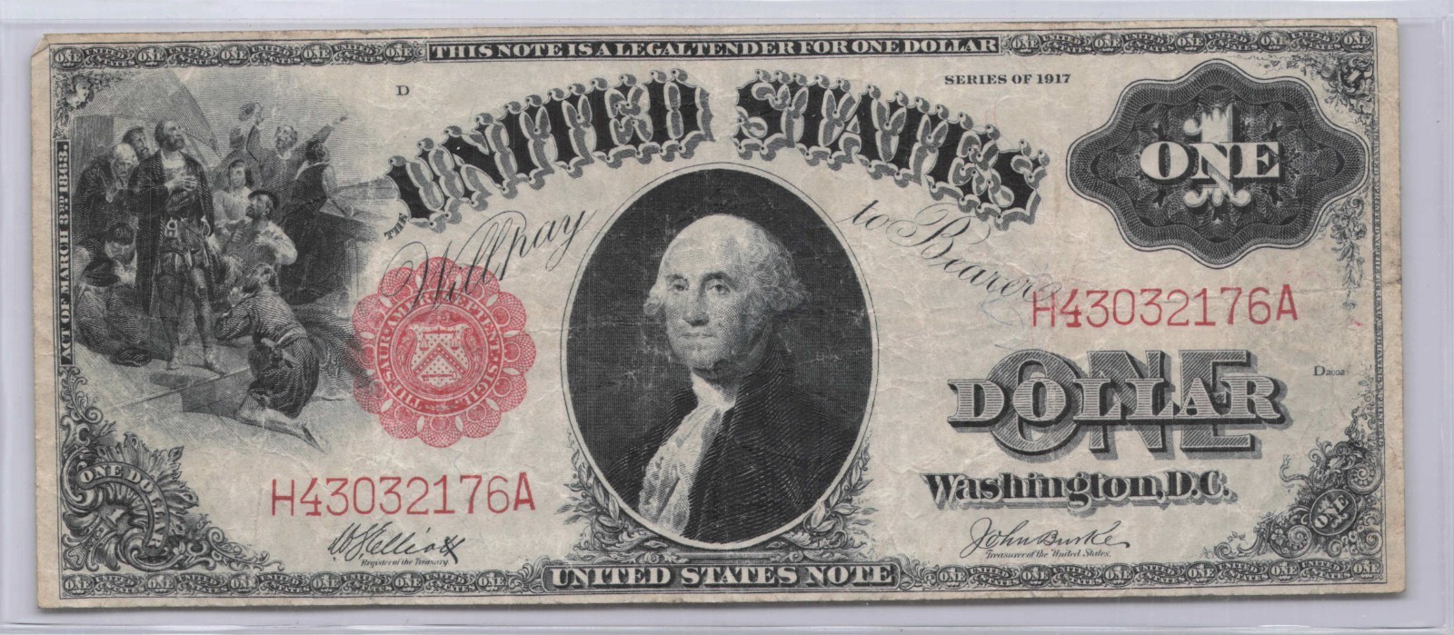 1917 $1 One Dollars Horse Blanket Legal Tender, Fine 1917 $1 One Dollars Horse Blanket Legal Tender, Fine