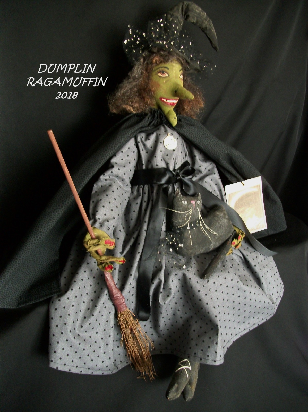 PATTERN, 27 in., Halloween witch, primitive doll, handmade, Dumplnragamuffin 246