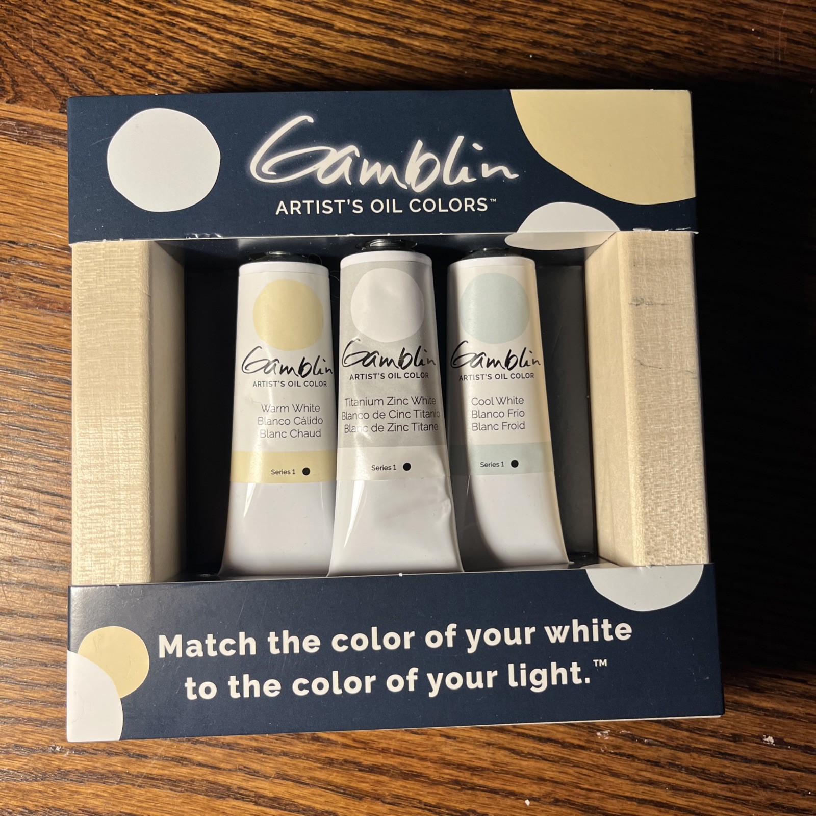 NIB Gamblin White Artist\'s Oil Colors 3 Pc Professional Quality W/ Panel Box New NIB Gamblin White Artist\'s Oil Colors 3 Pc Professional Quality W/ Panel Box New