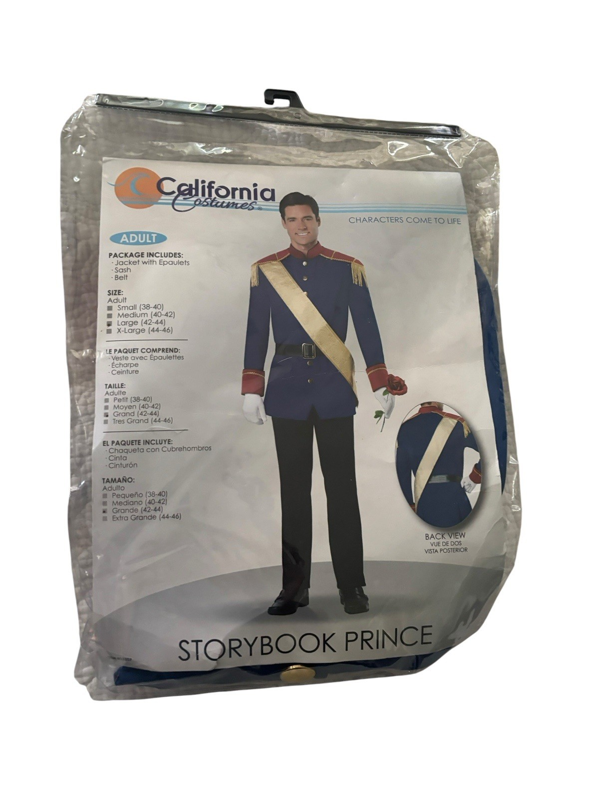 Storybook Charming Prince Fairytale Adult Men Costume L Halloween Cinderella Storybook Charming Prince Fairytale Adult Men Costume L Halloween Cinderella