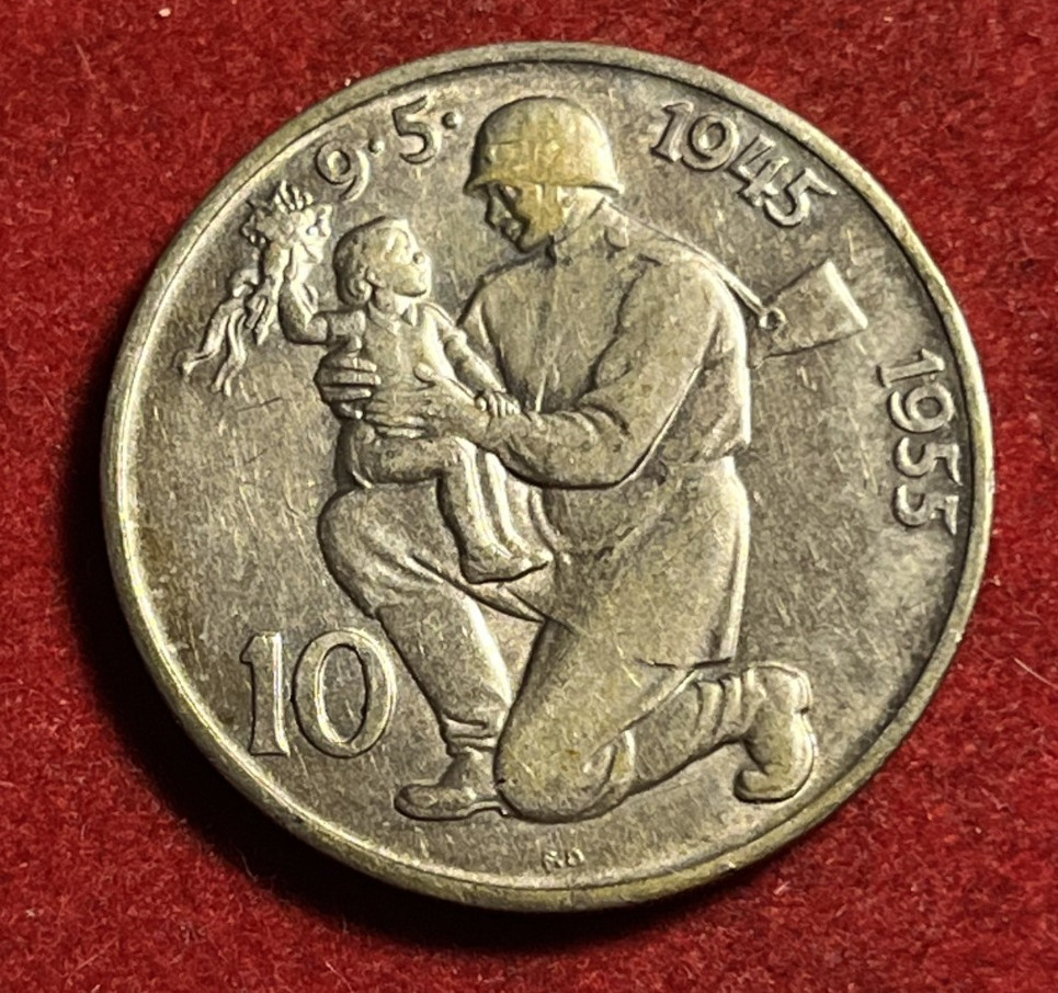 Czechoslovakia 10 Korun 1955 AU Silver Coin KM#42 T12092 Czechoslovakia 10 Korun 1955 AU Silver Coin KM#42 T12092
