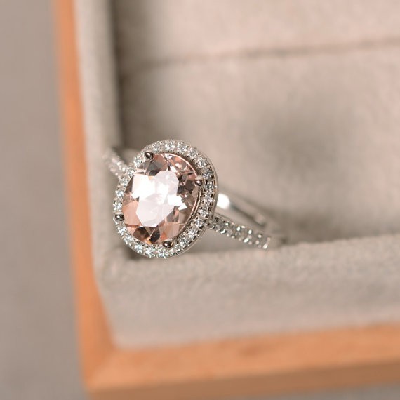 2.30 Ct Oval Cut Natural Morganite Diamond Wedding Ring 14K White Gold Size 7 2.30 Ct Oval Cut Natural Morganite Diamond Wedding Ring 14K White Gold Size 7